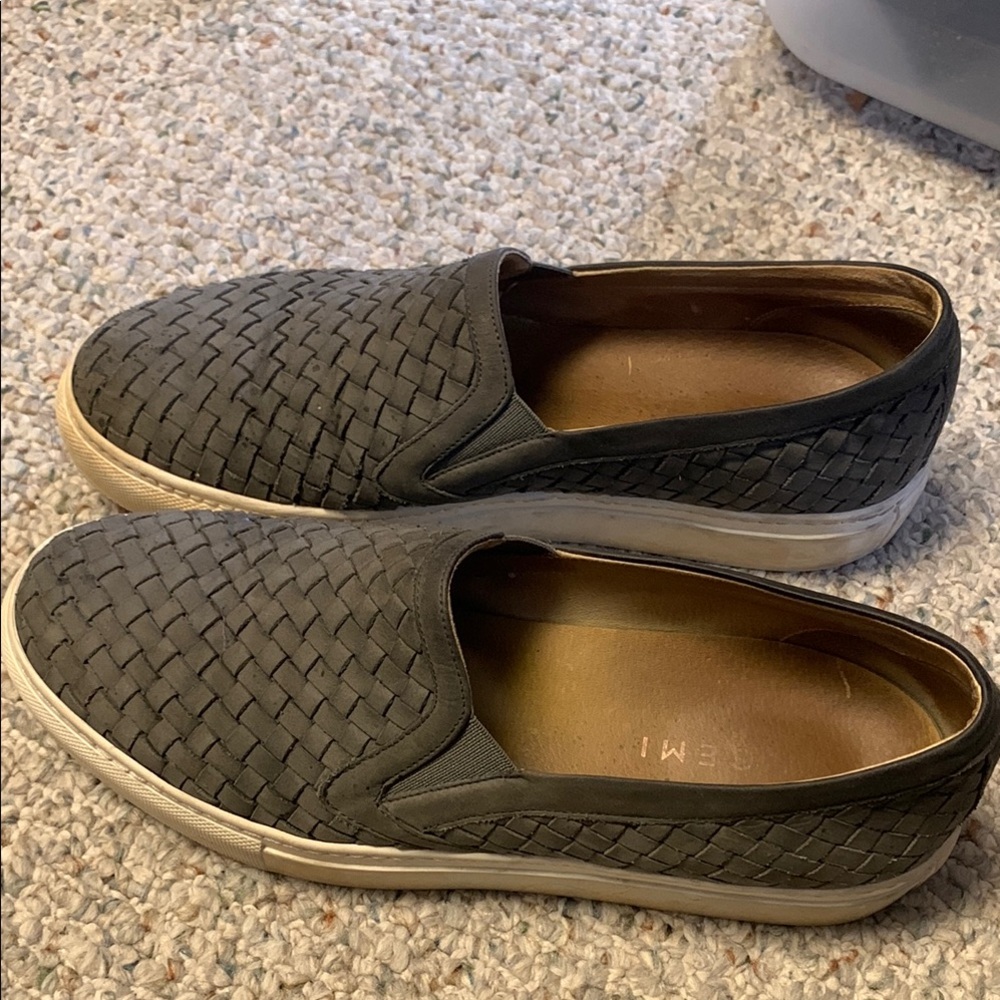 M. Gemi Woven Dark Gray Slip-On Sneakers